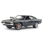 Black muscle car model on a white background