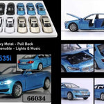 Collage of BMW 535i toy car with features highlighted on a white background